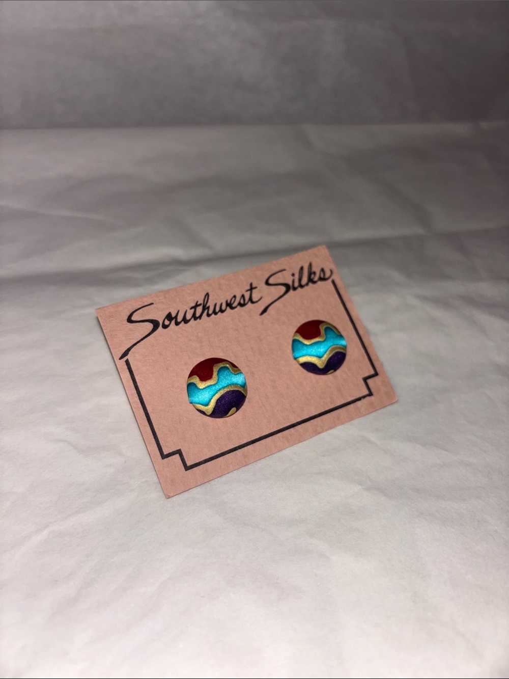 NWOT Vintage Southwest Silks Hand Painted Silk Earrings